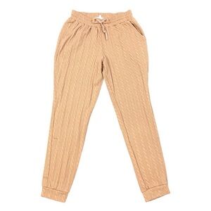 Olive & Oak Textured Knit Joggers Camel Cozycore Lounge Pants  SzM Comfy